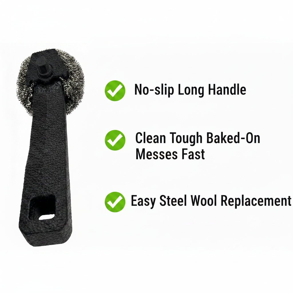 scouring pad holder with long handle